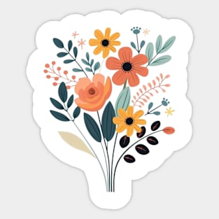 Bouquet of flowers with leaves and flowers Sticker